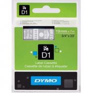 materiel etiqueter - RUBANS STANDARDS D1 POUR ÉTIQUETEUSES ET TITREUSES DYMO BLANC/TRANSPARENT 19MM