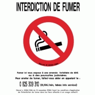 STICKER INTERDIT DE FUMER + TEXTE DE LOI PETIT FORMAT