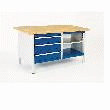 BOTT - ÉTABLI MONOBLOC (L:1500MM-PLATEAU HÊTRE) 3 TIROIRS 2 TABLETTES