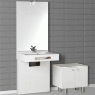 CREAZUR - ENSEMBLE MEUBLE SALLE DE BAIN / CACHE TUYAU / MIROIR / VASQUE LEA