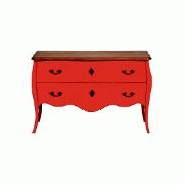 COMMODE BAROQUE EN BOIS 2 TIROIRS ROUGE COURTOISY COMMODE