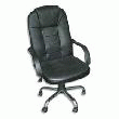 fauteuil bureau - FAUTEUIL DE BUREAU EN CROUTE DE CUIR NOIRE STEEL - PIÈTEMENT CHROMÉ - MÉCANISME BASCULANT