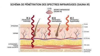 Schéma pénétration sauna infrarouge Schéma pénétration sauna infrarouge