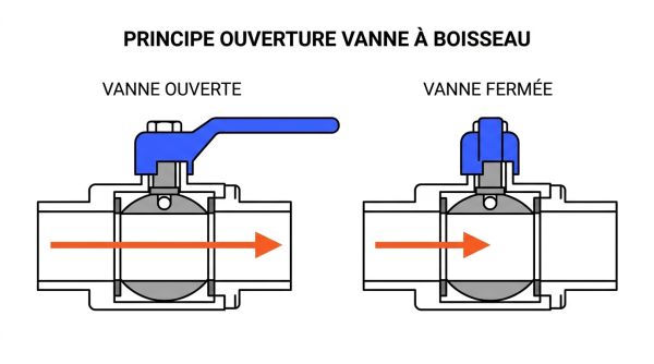 Principe ouverture vanne à boisseau Principe ouverture vanne à boisseau
