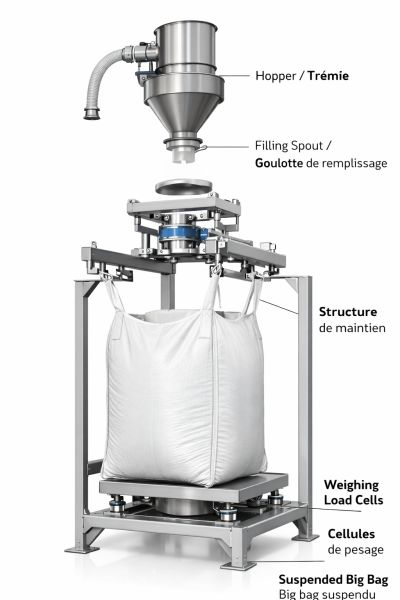 Fonctionnement d'une station de remplissage pour big bags Fonctionnement d'une station de remplissage pour b