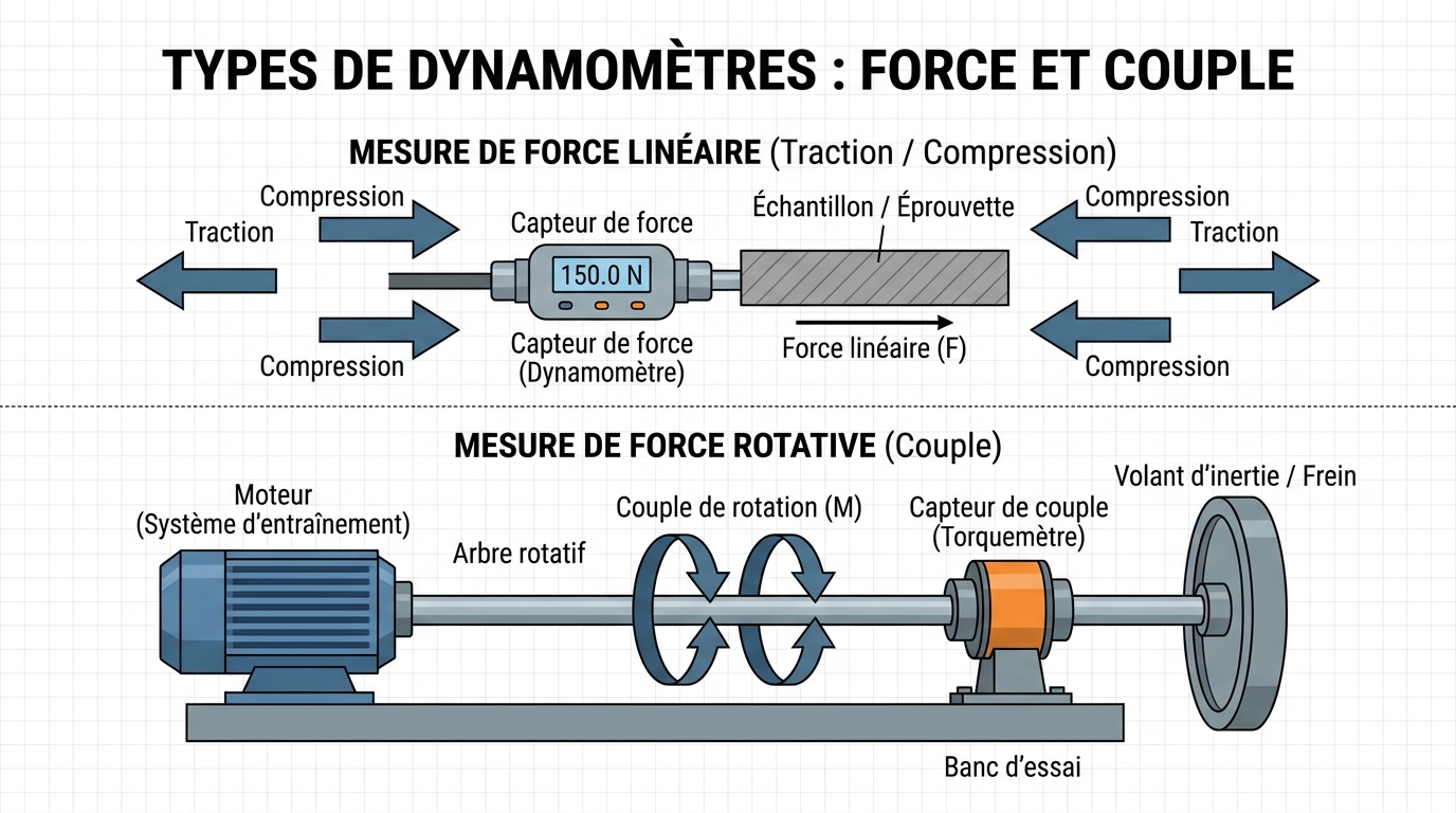 Types de dynamomètres : force et couple Types de dynamomètres : force et couple