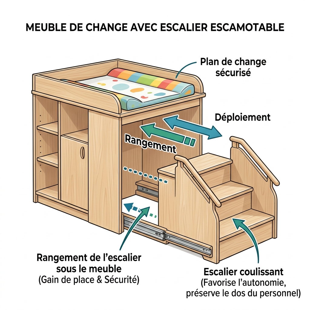 Meuble change crèche escalier Meuble change crèche escalier