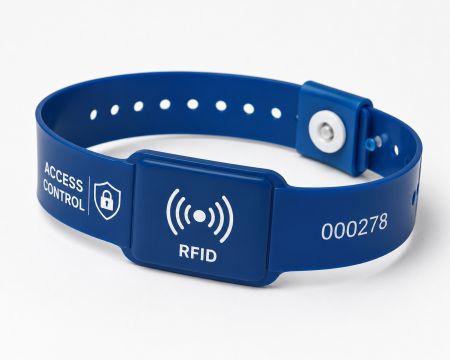 Bracelet RFID bleu en gros plan Bracelet RFID bleu en gros plan
