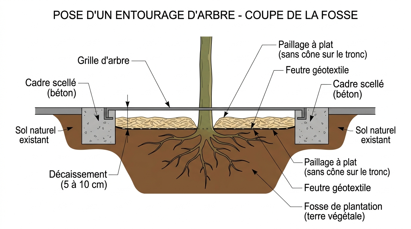 Pose entourage arbre fosse Pose entourage arbre fosse