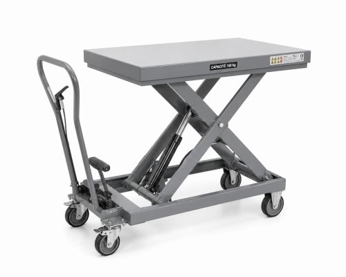 Table élévatrice scissor grise sur roues Table élévatrice scissor grise sur roues