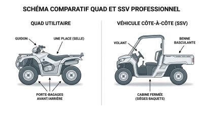 Schéma comparatif quad et SSV professionnel Schéma comparatif quad et SSV professionnel