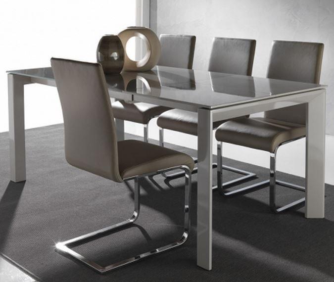Good Table A Manger Taupe #3: TABLE REPAS EXTENSIBLE SLIVER 120 X 80 CM EN VERRE TAUPE CLAIR SATINÉ Good Table A Manger Taupe #3: TABLE REPAS EXTENSIBLE SLIVER 120 X 80 CM EN VERRE TAUPE CLAIR SATINÉ