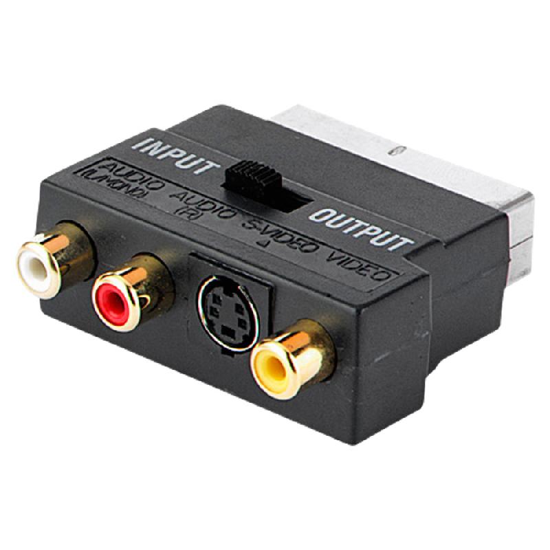 PremiumCord Adaptateur Péritel 2xSCART + 3xRCA Avec Interrupteur - 0,5m