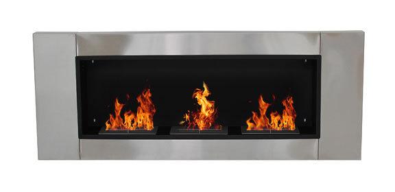 cheminee bio ethanol 3 bruleurs roma - inox