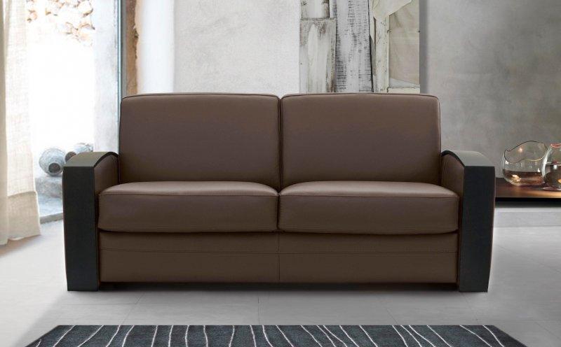canapé lit rapido canape lit systeme rapido molitor cuir marron avec accoudoirs en bois couchage quotidien 140 14cm canapé lit rapido canape lit systeme rapido molitor cuir marron avec accoudoirs en bois couchage quotidien 140 14cm