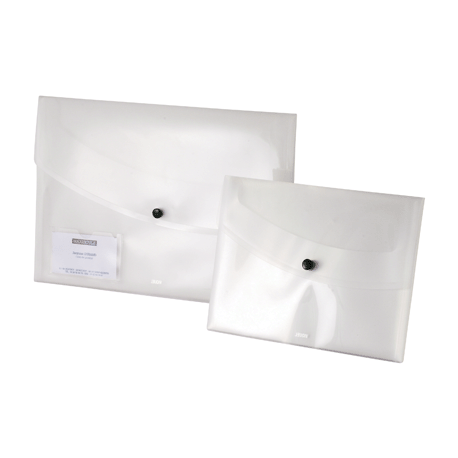 Viquel Pochette Plastique Porte-Documents A5 17x22cm - Fermeture Bouton Pression - Transparente - Lot De 1