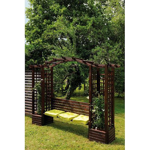 pergola en bois avec banc et bacs    fleurs longueur 2 la pergola en    