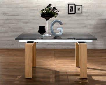 table verre et bois rallonge