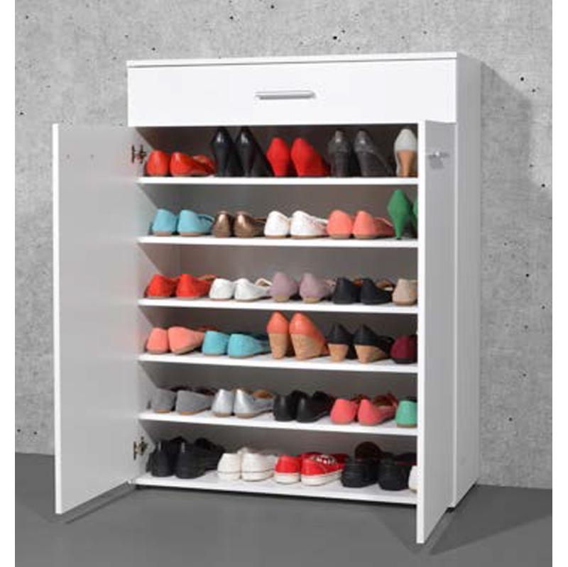 armoire meuble a chaussures blanc avec 2 portes et 1 tiroir dim l 89 x h 120 x p 37 cm pegane 22990326