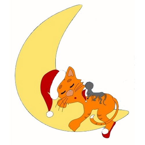STICKER ADHSIF MURAL CHAT ET SOURIS