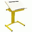 TABLE RECTANGLE MARINA, PLATEAU STRATIFIÉ INCLINABLE ET RÉGLABLE EN HAUTEUR PAR VÉRIN À GAZ, PIÈTEMENT ÉPOXY COLORIS AU CHOIX, L X L X ÉP : 750 X 500 X 19 MM
