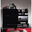 MEUBLE TV - HI-FI - BLACK FOND D'ÉTAGÈRE TV LAQUÉ NOIR