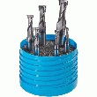 JEU DE 6 FRAISES 2 DENTS, SÉRIE NORMALE, QUEUE CYLINDRIQUE, COUPE AU CENTRE, HÉLICE À 30°, HSSCO8 REVÊTU TIALN