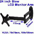 SUPPORT AVEC BRAS ARTICULÉ POUR ÉCRAN 24  / VESA: 75 X 75MM / 100 X 100MM, ROTATION 180 DEGRÉE