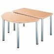 TABLE DEMI LUNE L140 POIRIER PIED ALU