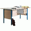 BUREAU DE MAÎTRE CHANTS PLAQUÉS PLATEAU MÉLAMINÉ BLANC PIÈTEMENT JAUNE