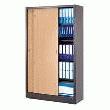 ARMOIRE HAUTEUR 200 CM PORTES COULISSANTES DÉCOR HÊTRE - CORPS ANTHRACITE