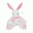 LAPIN PANTIN PELUCHE ET VELOURS ROSE  45CM MUSICALE