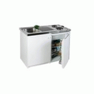 KITCHENETTE AVEC PLACARD SOUS ÉVIER EN INOX, RÉFRIGÉRATEUR ET PLAQUE D