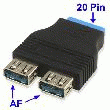 ADAPTATEUR 2 X USB 3.0 VERS BROCHE 20PIN