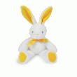 LAPIN PANTIN PELUCHE ET VELOURS JAUNE 35CM  LAPIN