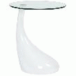 TABLE D'APPOINT DESIGN KOMA EN VERRE TRANSPARENT ET PIED BLANC LAQUÉ