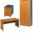 PACK BUREAU DROIT L.140 + CAISSON MOBILE + ARMOIRE HAUTE - GAUTIER OFFICE - GAMME JAZZ