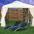TONNELLE ALUMINIUM 4 X 3 M ECRU AVEC RIDEAUX ET MOUSTIQUAIRES