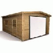 GARAGE EN BOIS EMBOITÉ 22,34M² - MADRIERS 34MM + PORTE BASCULANTE GARAGE BOIS