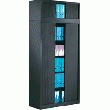 REHAUSSE ARMOIRE DÉMONTABLE PORTES À RIDEAUX H.45 CM - NOIR - DIMENSIONS : 45 X 44 X 120 CM