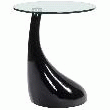 TABLE D'APPOINT DESIGN KOMA EN VERRE TRANSPARENT ET PIED NOIR LAQUÉ