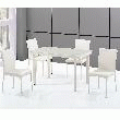 ENSEMBLE TABLE EN VERRE RECTANGLE ET SES 4 CHAISES BLANC CREME LUNA