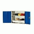 ARMOIRE MURALE MONOBLOC 2 TABLETTES ET 1 TIROIR L750XP350XH600 MM GRIS PORTES BLEUES. ARMOIRE MURALE MONOBLOC 2 TABLETTES ET 1 TIROIR L750XP350XH600 MM GRIS PORTES BLEUES.