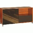 CRÉDENCE 1 PORTE COULISSANTE EN VERRE - GAMME SANTOS - L.160 X P.47 X H.79 CM - COLORIS PALISSANDRE