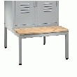 SOCLE BANC BOIS SIMPLE FACE POUR VESTIAIRES 3 CASES INDUSTRIE PROPRE