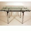TABLE EN VERRE A RALLONGE EXTENSIBLE 145/100 X 75 CM QUARTZ