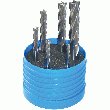 JEU DE 6 FRAISES 4 DENTS, SĂRIE LONGUE, QUEUE CYLINDRIQUE, HĂLICE Ă 30°, HSSCO8 JEU DE 6 FRAISES 4 DENTS, SĂRIE LONGUE, QUEUE CYLINDRIQUE, HĂLICE Ă 30°, HSSCO8