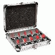 MECABOIS - COFFRET ALUMINIUM DE 10 FRAISES DROITES À RAINURER, COUPE FRONTALE DOUBLE COUPE
