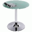 TABLE BASSE BISTRO RONDE EN VERRE BLANC TREMPÉ