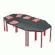 TABLE MULTIFORME 1/2 RONDE NOIRE 120 X 60 CM PIÈTEMENT ROUGE